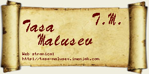Tasa Malušev vizit kartica